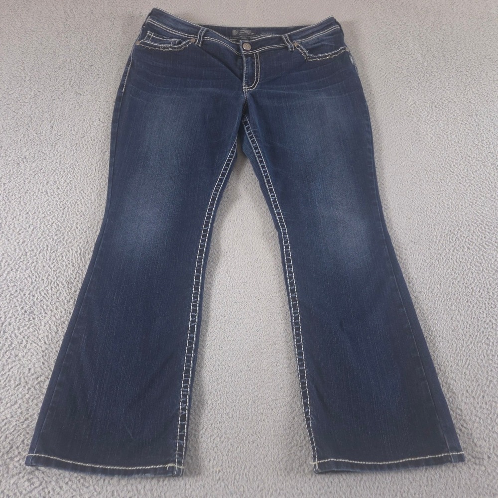 Silver Jeans Co Jeans Womens 20 Blue Suki Flap Contrast Stitch Bootcut Denim
